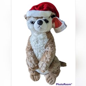 Christmas Meerkat plush San Diego Zoo Santa hat gift tag attached holiday